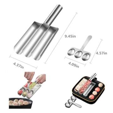 Triple Meatball Maker,Meat Baller Spoon with Cutting Spade,DIY Meatball Making Set For Hot Pot,Home ...