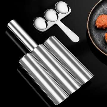 Triple Meatball Maker,Meat Baller Spoon with Cutting Spade,DIY Meatball Making Set For Hot Pot,Home Cooking Tools for Quick Cooping Cookie Dough Or Sorbet (Stainless Steel 1 PCS)