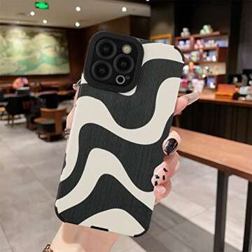 MZELQ for iPhone 13 Pro Max Case, Cute Pattern Wave iPhone 13 Pro Max Case, Screen Protector Camera Protection Lens Shockproof Phone Case for Girls Women