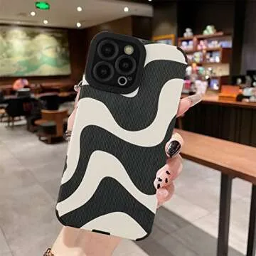 MZELQ for iPhone 13 Pro Max Case, Cute Pattern Wave iPhone 13 Pro Max Case, Screen Protector Camera Protection Lens Shockproof Phone Case for Girls Women