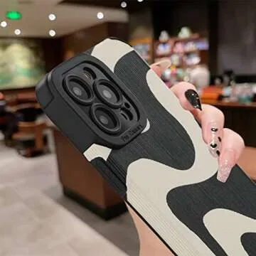 MZELQ for iPhone 13 Pro Max Case, Cute Pattern Wave iPhone 13 Pro Max Case, Screen Protector Camera Protection Lens Shockproof Phone Case for Girls Women