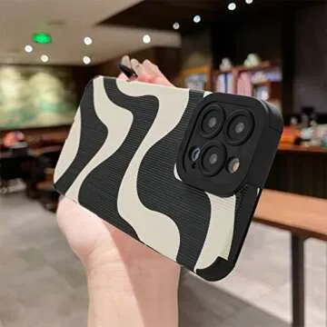 MZELQ for iPhone 13 Pro Max Case, Cute Pattern Wave iPhone 13 Pro Max Case, Screen Protector Camera Protection Lens Shockproof Phone Case for Girls Women