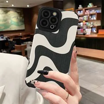 MZELQ for iPhone 13 Pro Max Case, Cute Pattern Wave iPhone 13 Pro Max Case, Screen Protector Camera Protection Lens Shockproof Phone Case for Girls Women