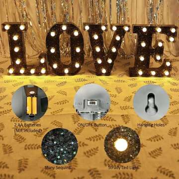 NANXU LED Black Letter Lights 26 Alphabet,Small Black Lighted Letters,Black Light Up Letters,Battery Powered Glitter Alphabet Letter Lights for Night Light Party Table Wall Decor,Black Letter H