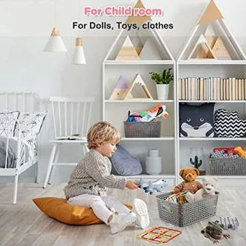 Set of 6 Plastic Storage Baskets Small Pantry Organizer Bins Durable Organization and Storage Shelves Baskets for Kitchen Organization, Countertops, Desktops, Cabinets, Bedrooms, and Bathrooms