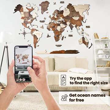 ENJOY THE WOOD 3D Wood World Map Wall Art Large Wood Wall Décor Housewarming Gift Idea Wood Wall Ar...