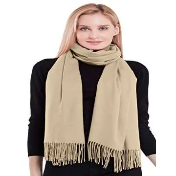 CJ Apparel Champagne Nude 100% Cashmere Shawl Pashmina Scarf Wrap Stole Head Wrap Hand Made in Nepal NEW