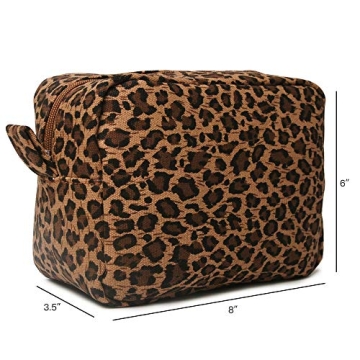 Waterproof Leopard Cosmetic Bag Spacious Travel Organizer