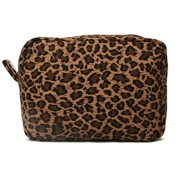 Waterproof Leopard Cosmetic Bag Spacious Travel Organizer