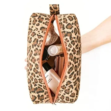 Waterproof Leopard Cosmetic Bag Spacious Travel Organizer