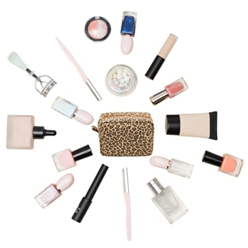 Waterproof Leopard Cosmetic Bag Spacious Travel Organizer