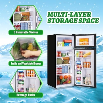 Mini Refrigerator with Freezer for Dorms Offices Small Spaces