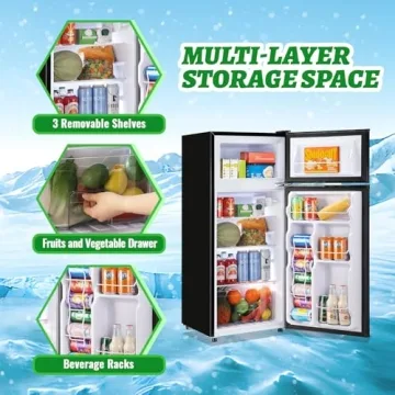 Mini Refrigerator with Freezer for Dorms Offices Small Spaces