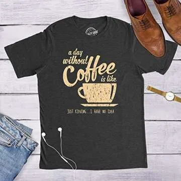Mens A Day Without Coffee Funny Graphic T Shirt Caffeine Addicted Cool Vintage Mens Funny T Shirts Introvert T Shirt for Men Funny Coffee T Shirt Novelty Black M