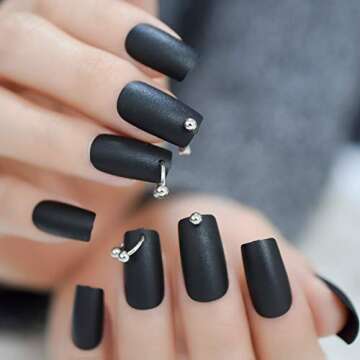 CoolNail Fashion Punk Style Matte Press on False Nails with Rivets