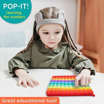 POP-n-Teach 100 Pop It Fidget Toy Rainbow Hundreds Chart for Kids -Counting Toys - Popits for Kids - Count to 100 Numbers - 1st Grade Classroom Must Haves- Bubble Pop Its - Big Square Sensory Toy