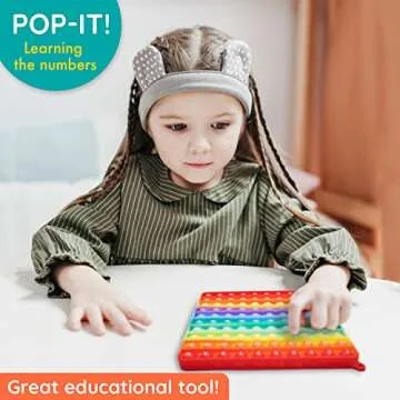 POP-n-Teach 100 Pop It Fidget Toy Rainbow Hundreds Chart for Kids -Counting Toys - Popits for Kids - Count to 100 Numbers - 1st Grade Classroom Must Haves- Bubble Pop Its - Big Square Sensory Toy