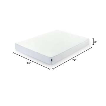 ZINUS 8 Inch Green Tea Cooling Gel Memory Foam Mattress, Short Queen, Fiberglass Free, Cooling Gel Foam, Pressure Relieving, CertiPUR-US Certified, Mattress in A Box, White