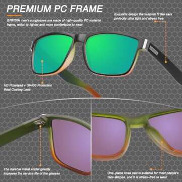 GRFISIA Vintage Polarized Sunglasses for Men and Women Driving Sun glasses 100% UV Protection