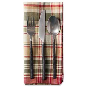 DII Give Thanks Plaid Napkin Set for Fall Decor