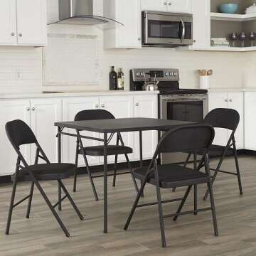 COSCO Products 34" Square Resin Top Folding Table, Black