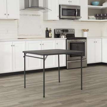 COSCO Products 34" Square Resin Top Folding Table, Black