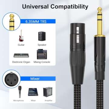 HOSONGIN XLR Female to 1/4 TRS Male Balanced Audio Cable