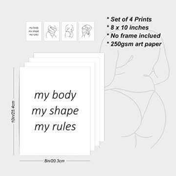 heilkee Feminist Wall Art Black and White Minimalist Line Art Prints for Bedroom Aesthetic Modern ba...