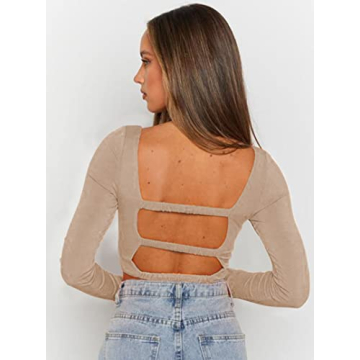 Sofia's Choice Long Sleeve Ribbed Crop Top for Women