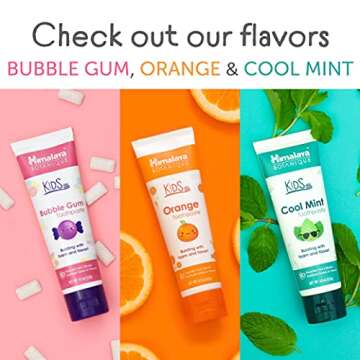 Himalaya Botanique Kids Toothpaste, Herbal, Bubble Gum Flavor, Fights Plaque, Fluoride-Free, Gentle, No Artificial Flavors or Colors, SLS Free, Gluten Free, Cruelty Free, Vegan, Foaming, 4 Oz, 1 Pack