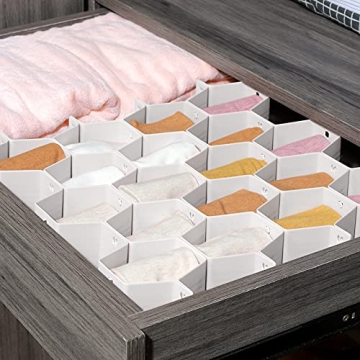 Adjustable Honeycomb Drawer Organizer 8 PC White Grid