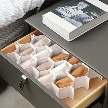 Adjustable Honeycomb Drawer Organizer 8 PC White Grid
