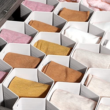 Adjustable Honeycomb Drawer Organizer 8 PC White Grid