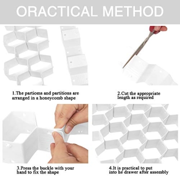 Adjustable Honeycomb Drawer Organizer 8 PC White Grid