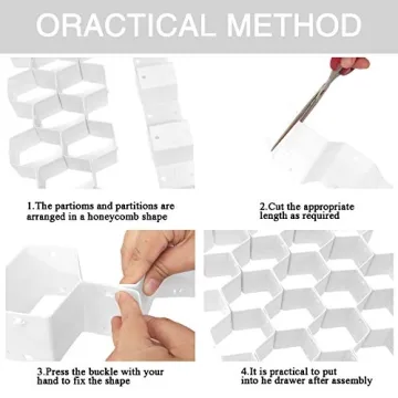 Adjustable Honeycomb Drawer Organizer 8 PC White Grid