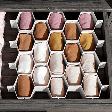 Adjustable Honeycomb Drawer Organizer 8 PC White Grid