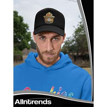 ALLNTRENDS Smokey Bear Trucker Hat Embroidered Adult Cotton U.S. Forest Service Cap Adjustable Mesh Back (Brown)