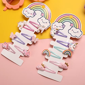 Trendy PinkSheep Unicorn Hair Clips for Little Girls, 12 Pack