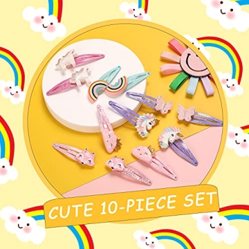 Trendy PinkSheep Unicorn Hair Clips for Little Girls, 12 Pack