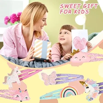 Trendy PinkSheep Unicorn Hair Clips for Little Girls, 12 Pack