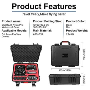 Skyreat Avata Case for DJI Avata Pro-View Combo(DJI Goggles 2) with FPV Controller, Waterpoof Hard Carrying Bag for DJI Avata Mini FPV Drone Accessories