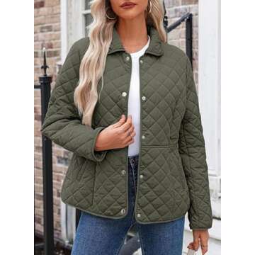 Dokotoo Womens Puffer Jacket Casual Quilted Outerwear Warm Coat with Pockets Green Medium