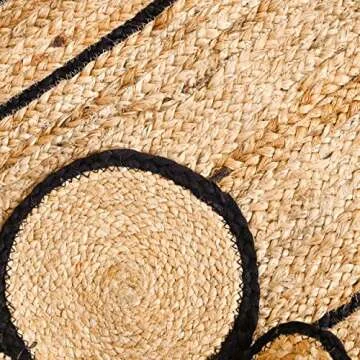 KLAVATE Scalloped Braided Jute Rug in Chic Black