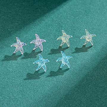 KMEOSCH Hypoallergenic Cute Plastic Seastar Earrings