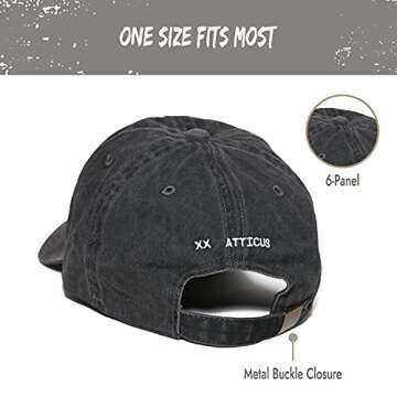 Atticus Poetry Hat, Embroidered Brushed Cotton Women’s Baseball Hat Unisex Fit, Adjustable One Siz...