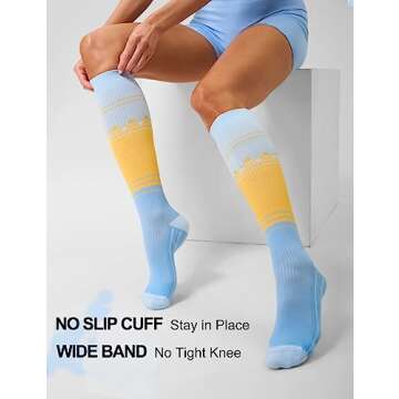 FITRELL 3 Pairs Compression Socks for Women and Men 20-30mmHg- Support Socks for Travel, Running, Nurse, Knee High, Popsicle, S/M