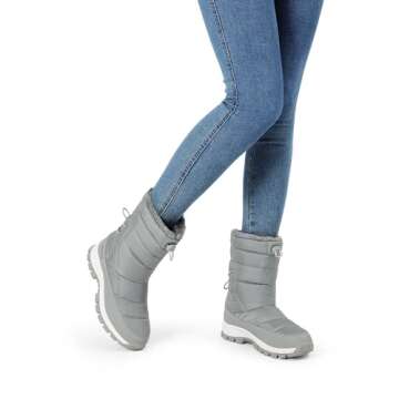 DREAM PAIRS Women's Winter Snow Boots Waterproof Lightweight Warm Fashion Janara Mid Calf Boot,Size 9,Light Grey