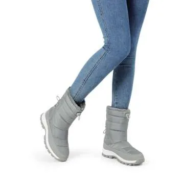 DREAM PAIRS Women's Winter Snow Boots Waterproof Lightweight Warm Fashion Janara Mid Calf Boot,Size 9,Light Grey