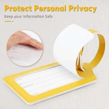 Travelambo Luggage Tags for Suitcases Faux Leather Privacy Protection 2 Pack Bag Tags Travel Accessories Essential, Energetic Yellow