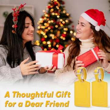 Travelambo Luggage Tags for Suitcases Faux Leather Privacy Protection 2 Pack Bag Tags Travel Accessories Essential, Energetic Yellow